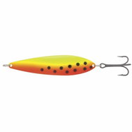 Колеблющаяся блесна Kuusamo Lohi Casting 95/21 BL/FR/FYe-B UV, фото